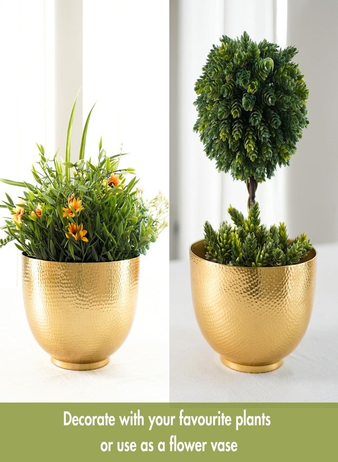 BEHOMA Premium Hammered Aluminium Golden Bowl Flower Vase | Luxury Metal Flower Pots for Home Décor, Living Room, Bedroom, Office | Gift for Christmas, Anniversary & Wedding (Flowers Not Included) - Image 5